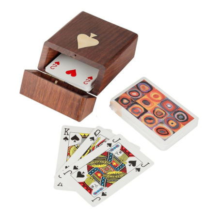 Wooden Playing Card Box with Single Deck