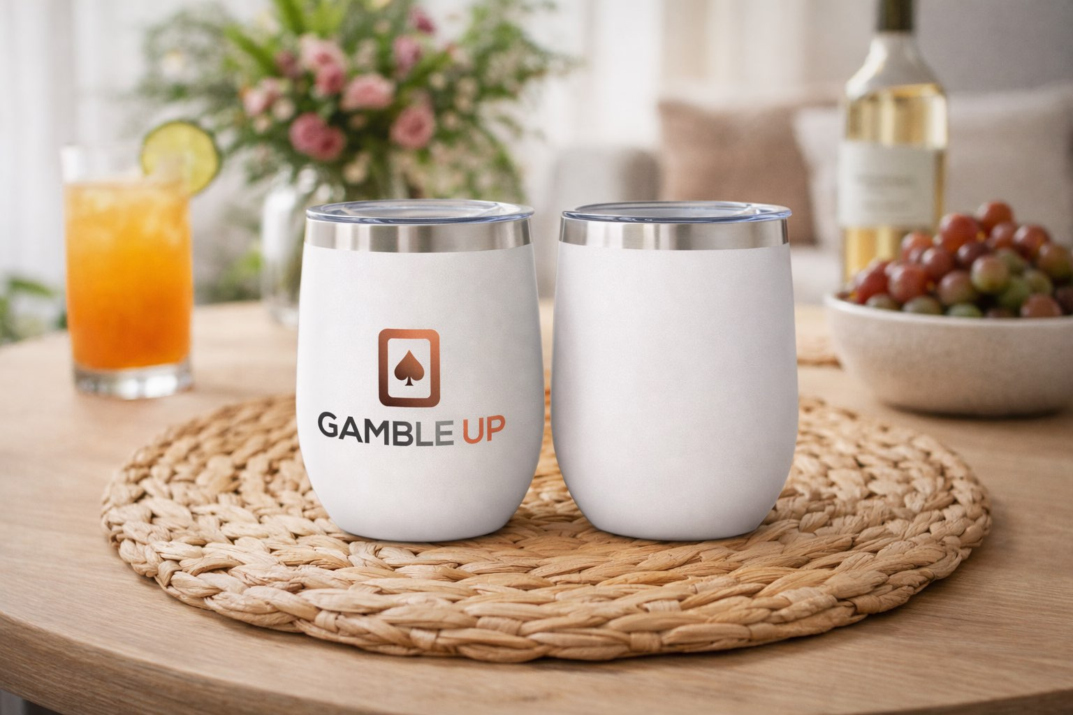 Gamble Up Stainless Steel Wine Tumbler – Classic Logo Design